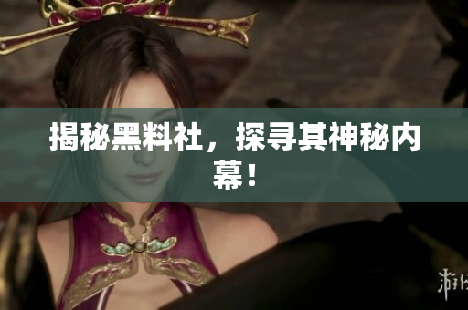 揭秘黑料社，探寻其神秘内幕！