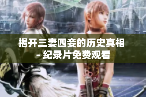 揭开三妻四妾的历史真相 - 纪录片免费观看