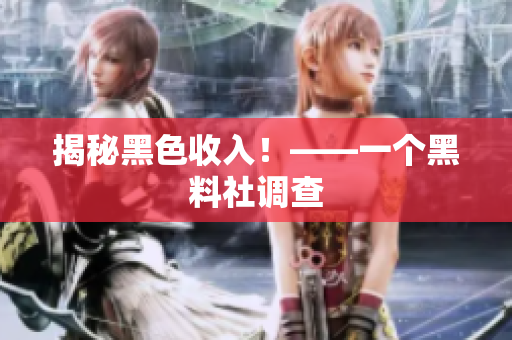 揭秘黑色收入！——一个黑料社调查